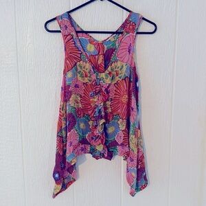 Anthropologie Leifsdottir Sleeveless Silk Floral top